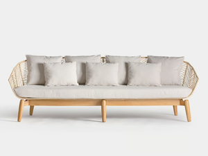 PLISSÉ RATTAN - Rattan and mahogany sofa _ Vical Home